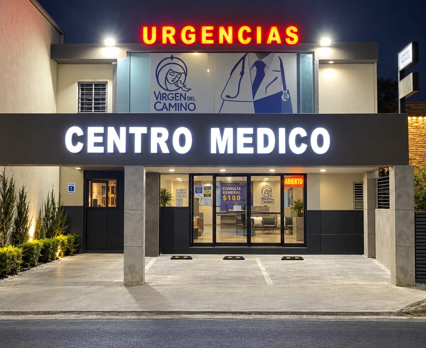 Fachada del Centro Médico Virgen del Camino en Guadalupe, N.L., donde se encuentra la sucursal Revaltone